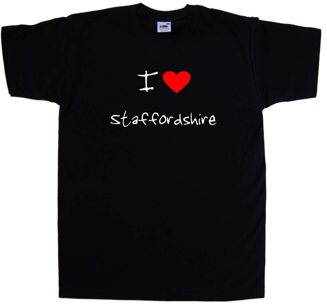 I Love Heart Staffordshire T-Shirt - Afbeelding 1 van 1